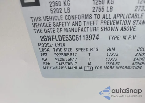 2012 Chevrolet Equinox 1Lt из США, поврежденный, VIN 2GNFLDE53C6113974